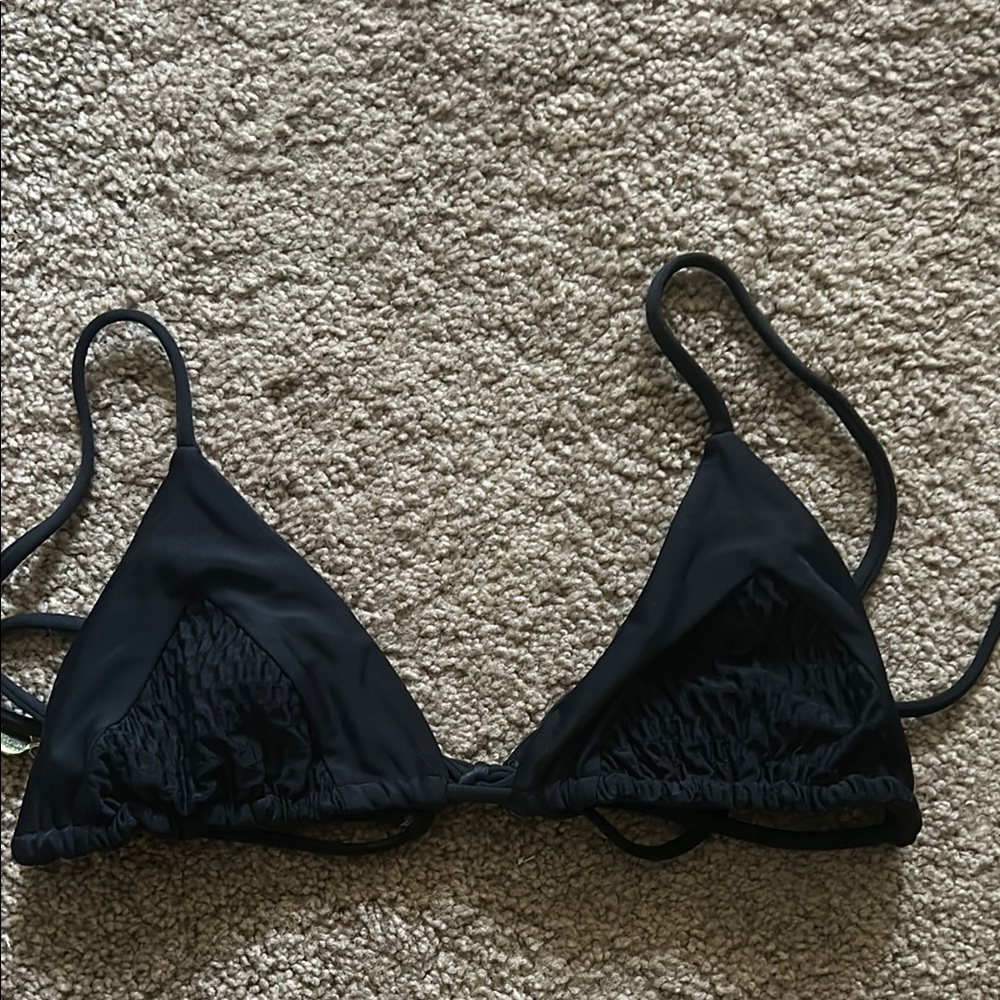 Tori Praver Swimwear Black triangle top scrunch size XS